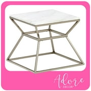 Adore Decor Audrey Marble Side Table Silver