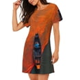 thumbnail image 2 of Kdxio Chemise de Nuit Imprimée Bateau de Pêche Orange pour Femmes Manches Courtes Chemise de Nuit Décontractée Imprimée Robe de Nuit Ample Confortable Pyjama, 2 of 6