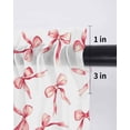 thumbnail image 6 of Pink Bow Ribbon Tier Curtains 45 Inch Length, Sheer Curtains for Bedroom Living Room Window Vintage Modern Art Bowknot Rod Pocket Voile Drapes Kitchen Curtains Small Half Window 27.5"x45" 2 Panels, 6 of 6