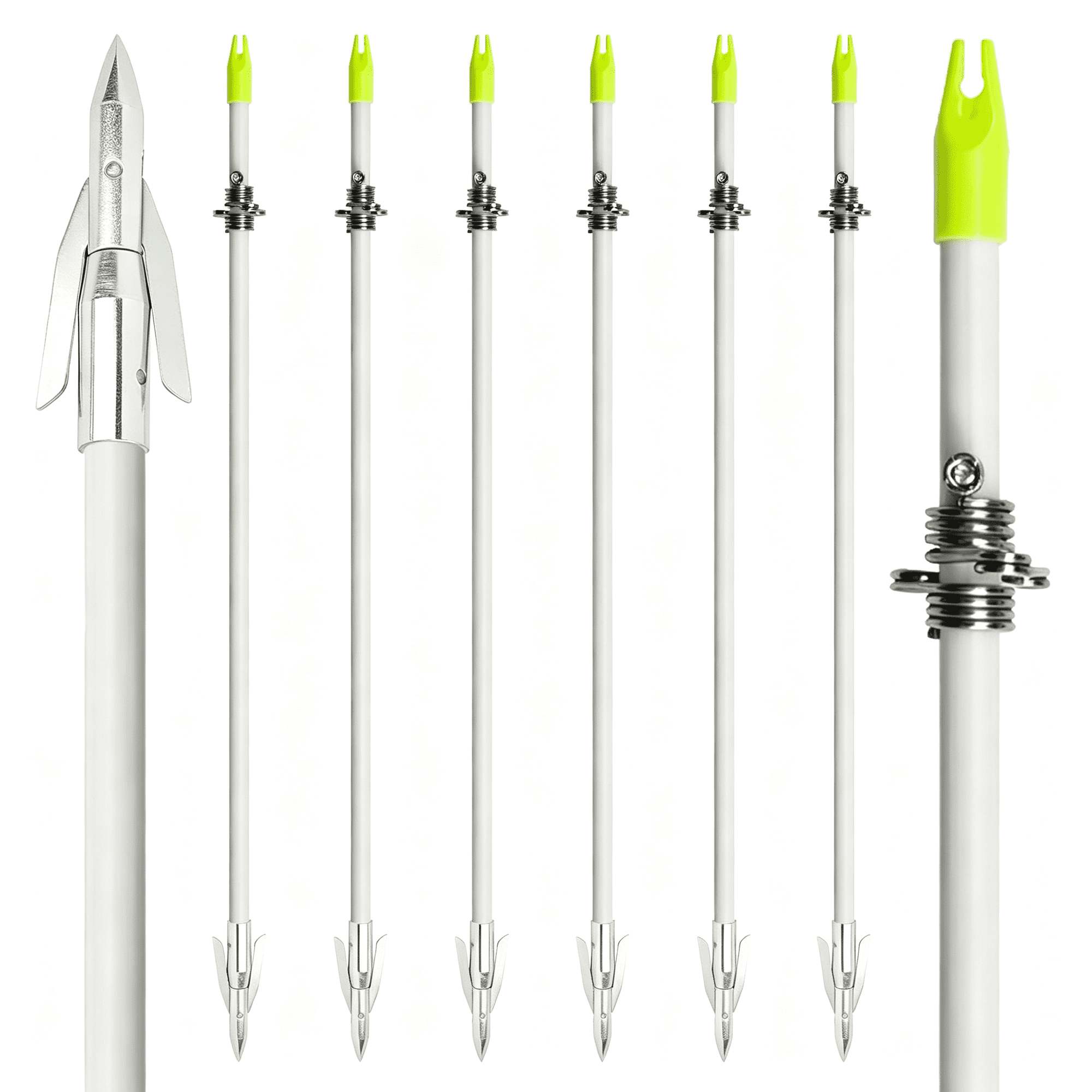 BESTSKY 6Pcs 35Inch Bowfishing Arrows Fiberglass Fishing Arrow with Safety Slides Broadhead for Compound Recurve Bow