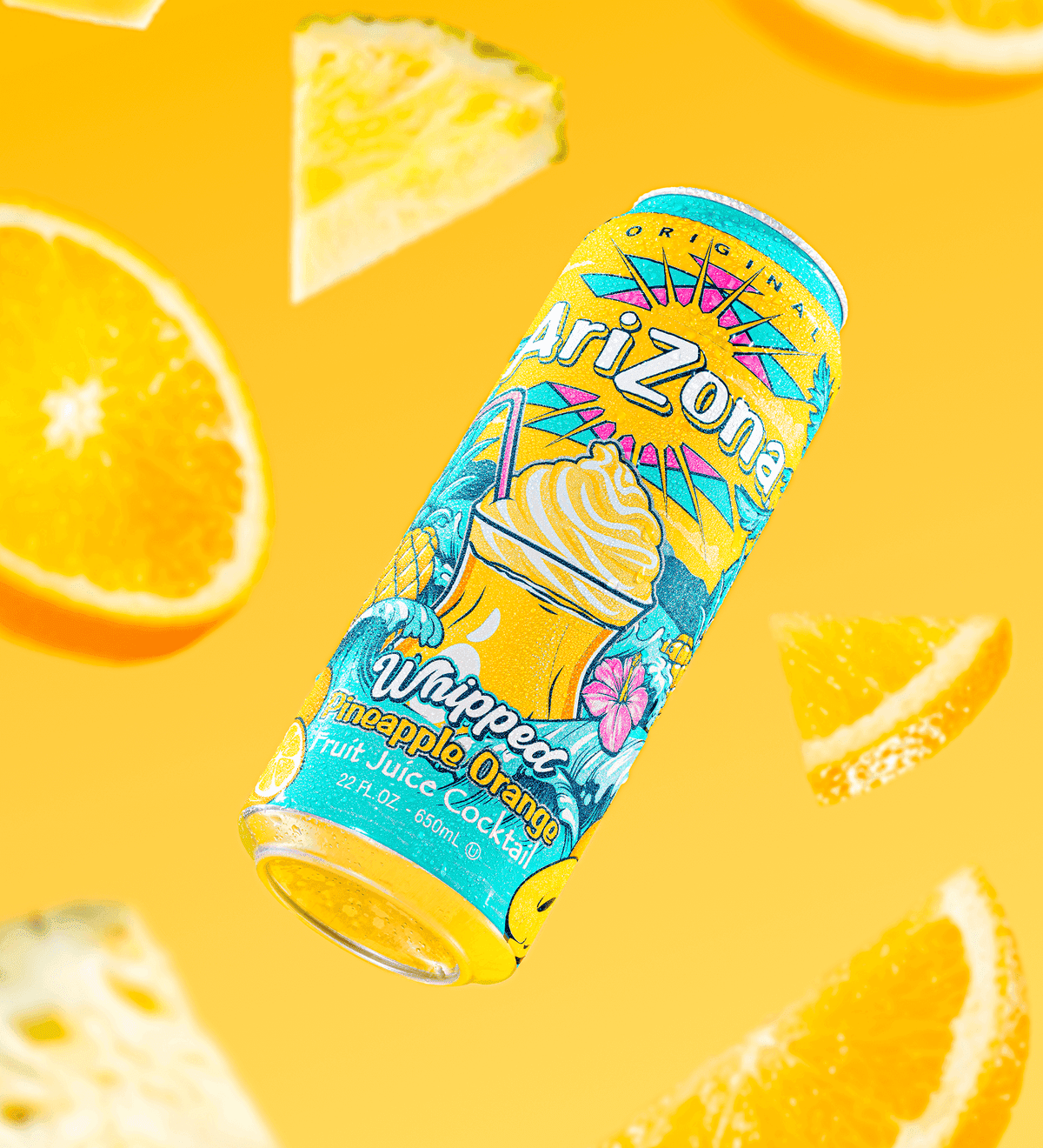 Arizona Cherry Lime Rickey + Arizona Whipped Pineapple Orange Fruit Juice, 22 fl oz Can, 24‑Pack (12 Each)