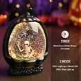 thumbnail image 3 of Halloween Snow Globe with Skeleton Owl Pumpkin, Musical Halloween Decorations Indoor for Home Lighted Skeleton Snow Globe with Timer Swirling Glitter, USB or Battery Operated, 3 of 14