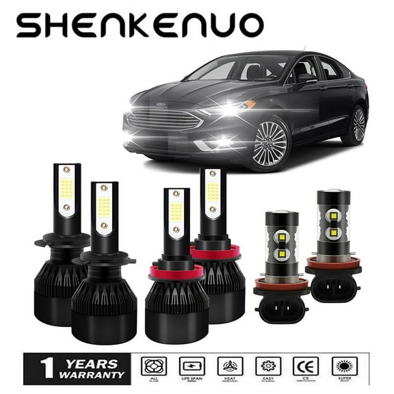 H7 H11 LED 6000K White Headlights High/Low Beam Fog Light Bulbs Kit For Ford Fusion 2012-2016 2Pcs