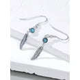 thumbnail image 2 of CACA LADY Feather Earrings 925 Sterling Silver Feather Turquoise Dangle Earrings Turquoise Vintage Earrings Western Jewelry Gifts for Women, 2 of 5