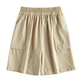 thumbnail image 2 of HOMADLES Teen Boys Cargo Shorts Ice Silk Elastic Waist Loose Straight Quick Dry Leightweight Solid Summer Casual Thin Cargo Shorts Khaki 14 T, 2 of 5