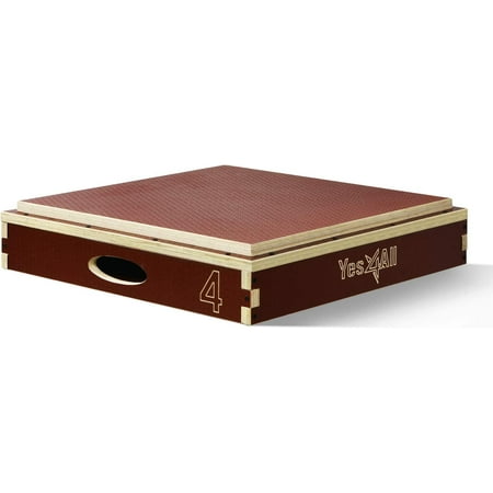 Yes4All 4 in Stackable Wooden Plyo Box, with Anti-Slip Surface for Home Gym, Red