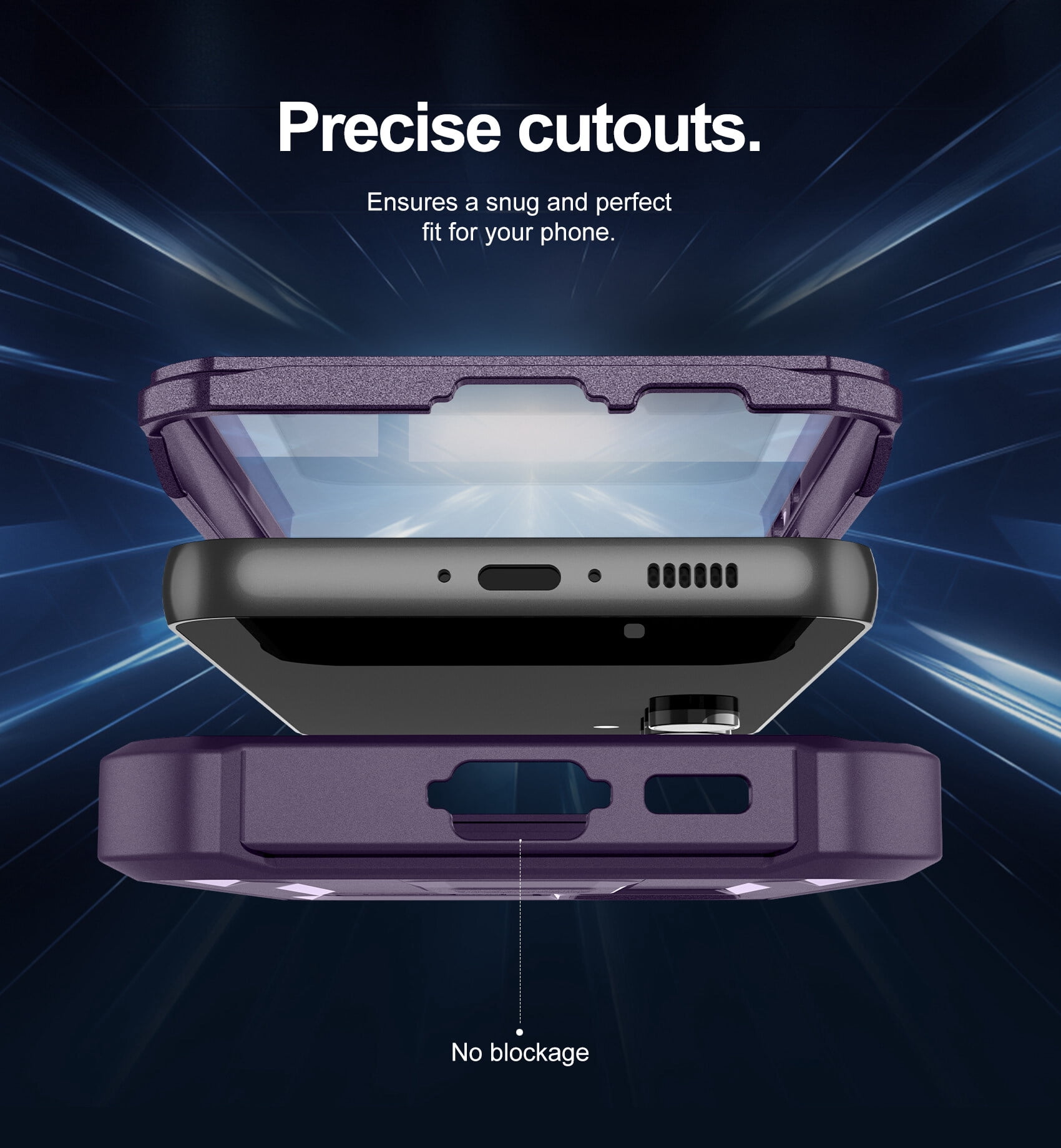 Dexnor Bumper Case for Samsung Galaxy S23 FE (2023), Full-Body Shockproof Rugged Heavy-Duty Protective Cover Dual-layer Protection with 2 Front Frames & Built-in Screen Protector & Kickstand,Purple