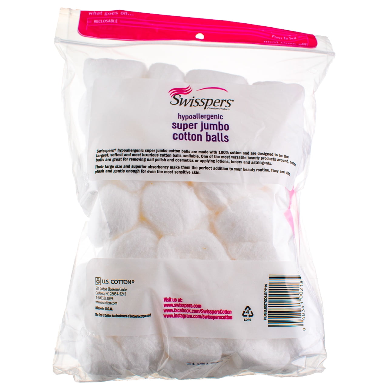 Swisspers Super Jumbo Cotton Balls, 70 Ct (4 pack) (Bundle