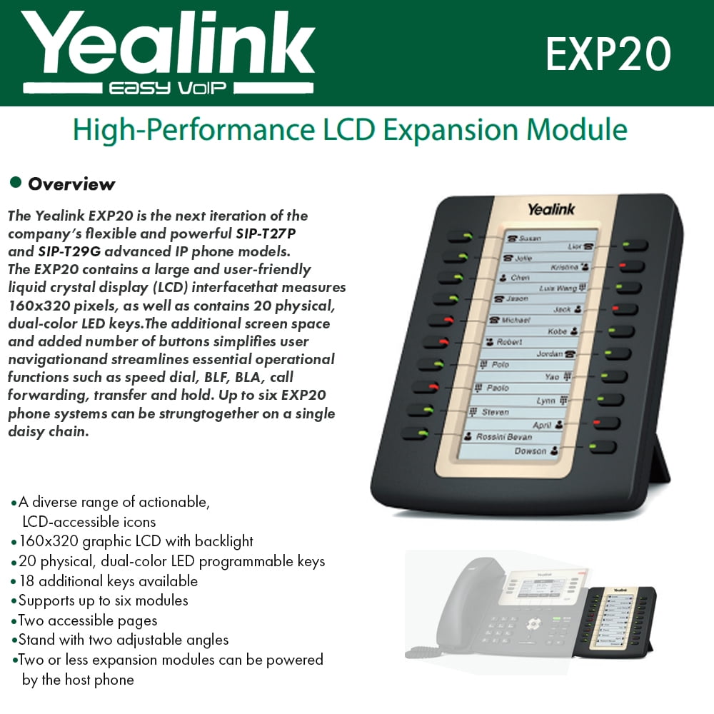 Yealink EXP20 LCD Expansion Module for SIP-T27P and SIP-T29G