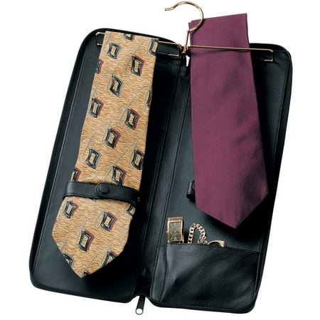 Royce Leather Genuine Leather Luxury Travel Tie Case & Cufflink Storage