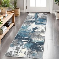 2x6 FT Kitchen Runner Rugs Non Skid Washable, Faux Wool Rug Runners for Hallways Bathroom Carpet Runner, Soft Indoor Modern Floor Rug for Entryway Laundry Room