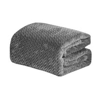 Plazatex Chevron Plush All Season Decorative Throw Blanket 50" x70" Grey
