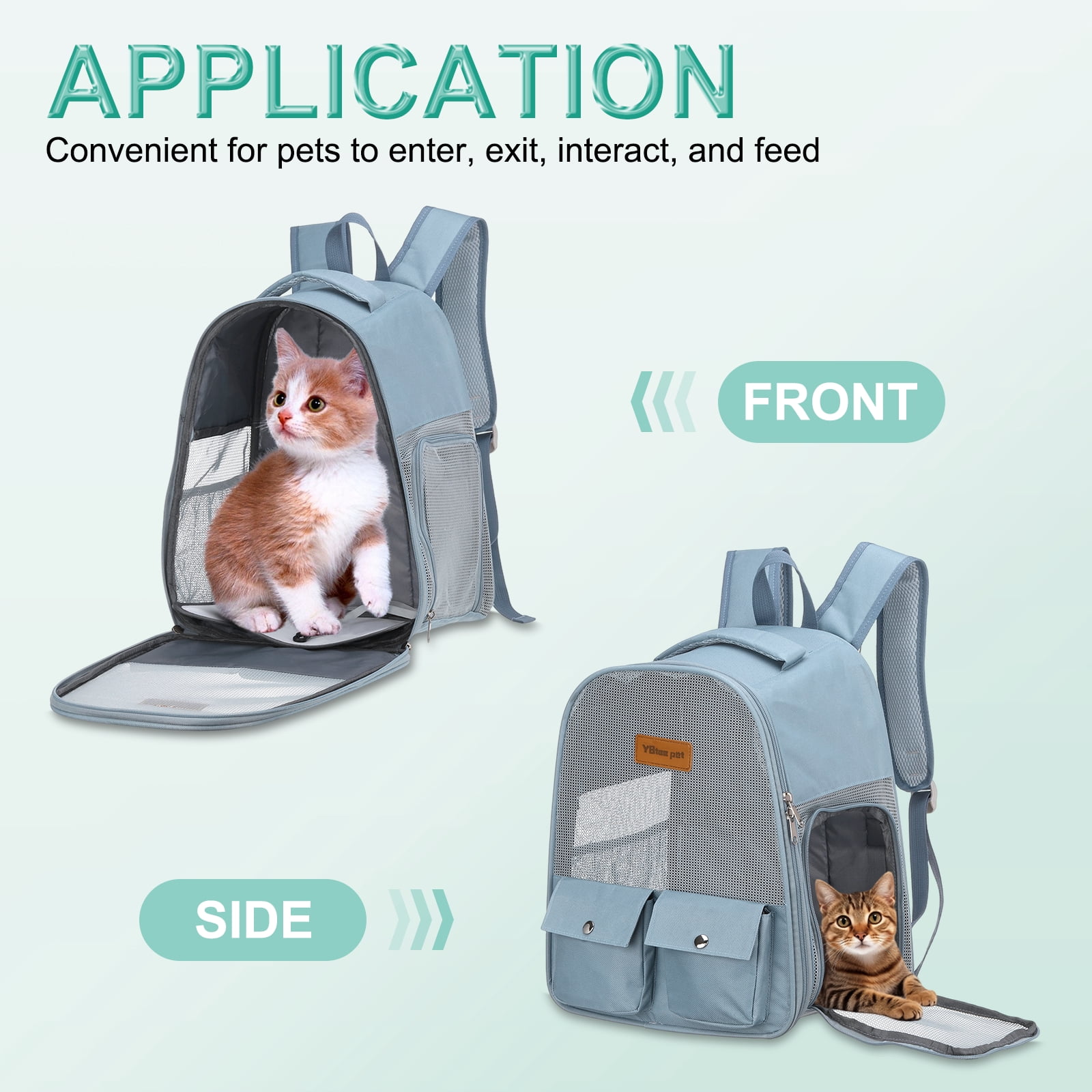 Uxcell Cat Backpack Carrier, Foldable Ventilated Mesh Pet Hiking Travel Backpack for Cats or Small Dogs Puppies, Intended for Hiking / Camping / Traveling (Blue, 12"x9"x16")