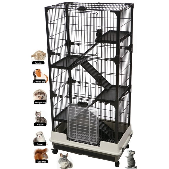 53'' EXTRA LARGE 5-Levels Deluxe and Durable Indoor Guinea Pig Ferret Rabbit Small Animal Cage Hutch Pull Out Tray with 3 Front Doors