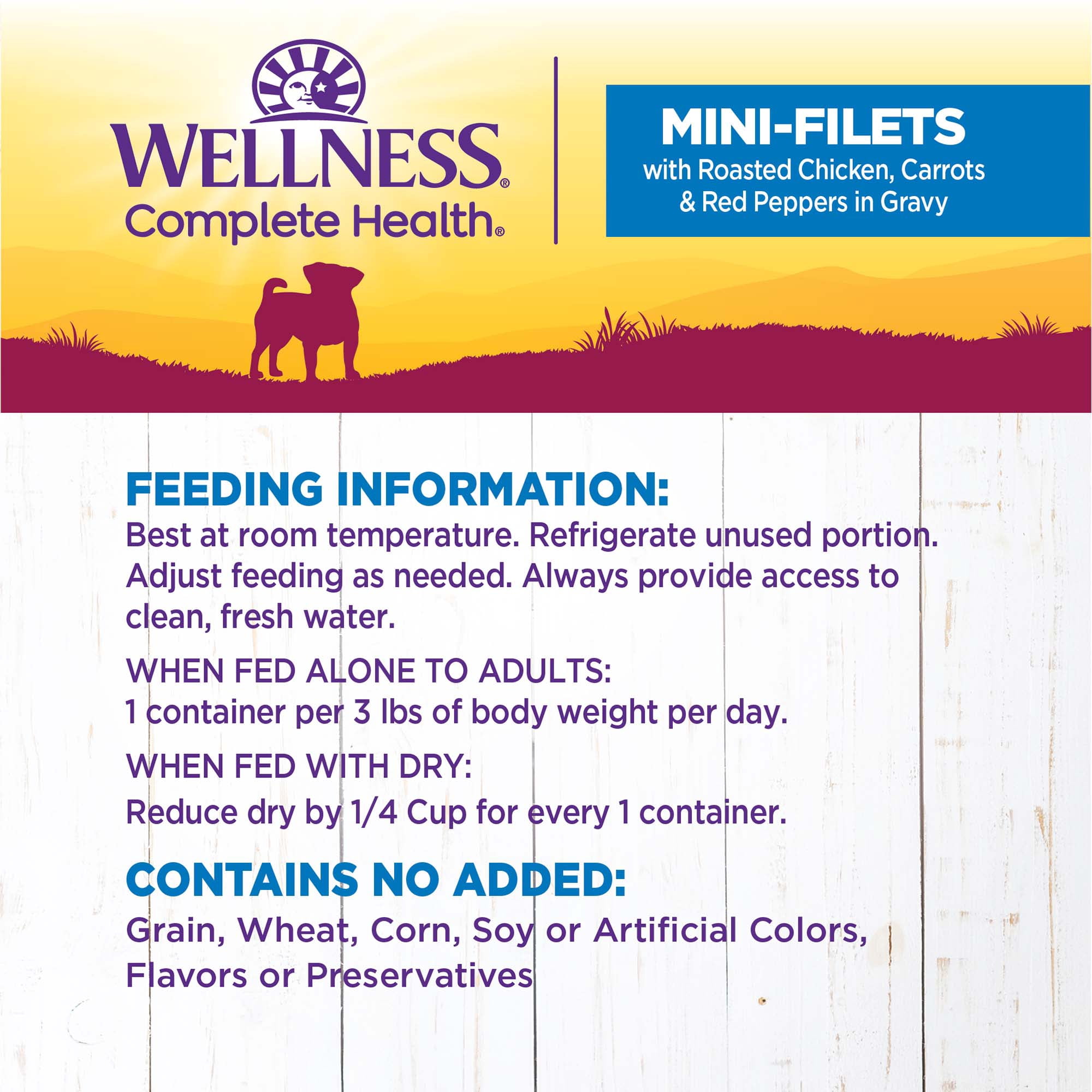 Wellness Petite Entrées Mini Fillets Grain Free Natural Wet Small Breed Dog Food, Roasted Chicken, Carrots & Red Peppers, 3-Ounce Cup (Pack of 24)