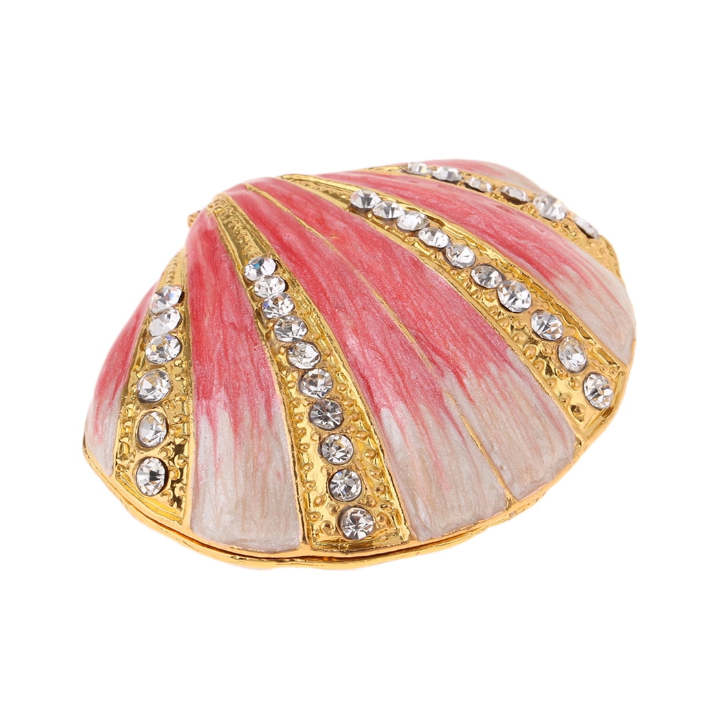 Trinket Box Hinged Small Seashell Figurine Collectible Pearl Mussel Wedding 