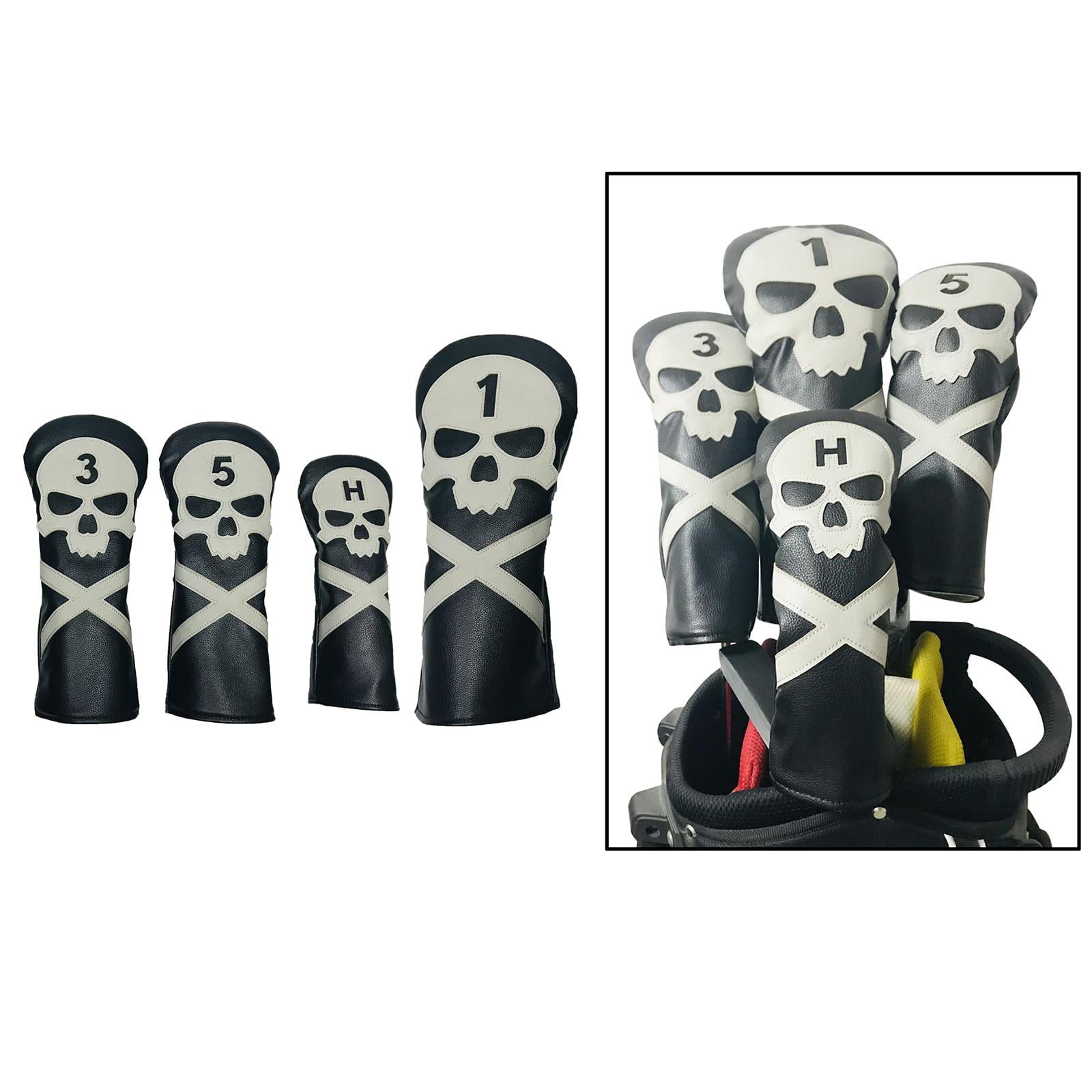 harayaa 4x Golf Head Covers for Driver And Fairway Wood Golf Club, Skull Headcovers Golf