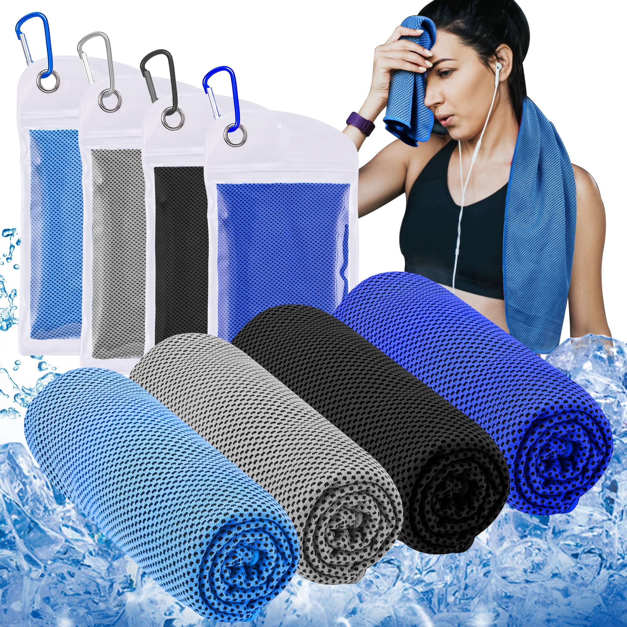 4 Pack 40"X12" Yoga Towel Cooling Towels for Necks Sports Towels Cool Ice Towel Microfiber Towel