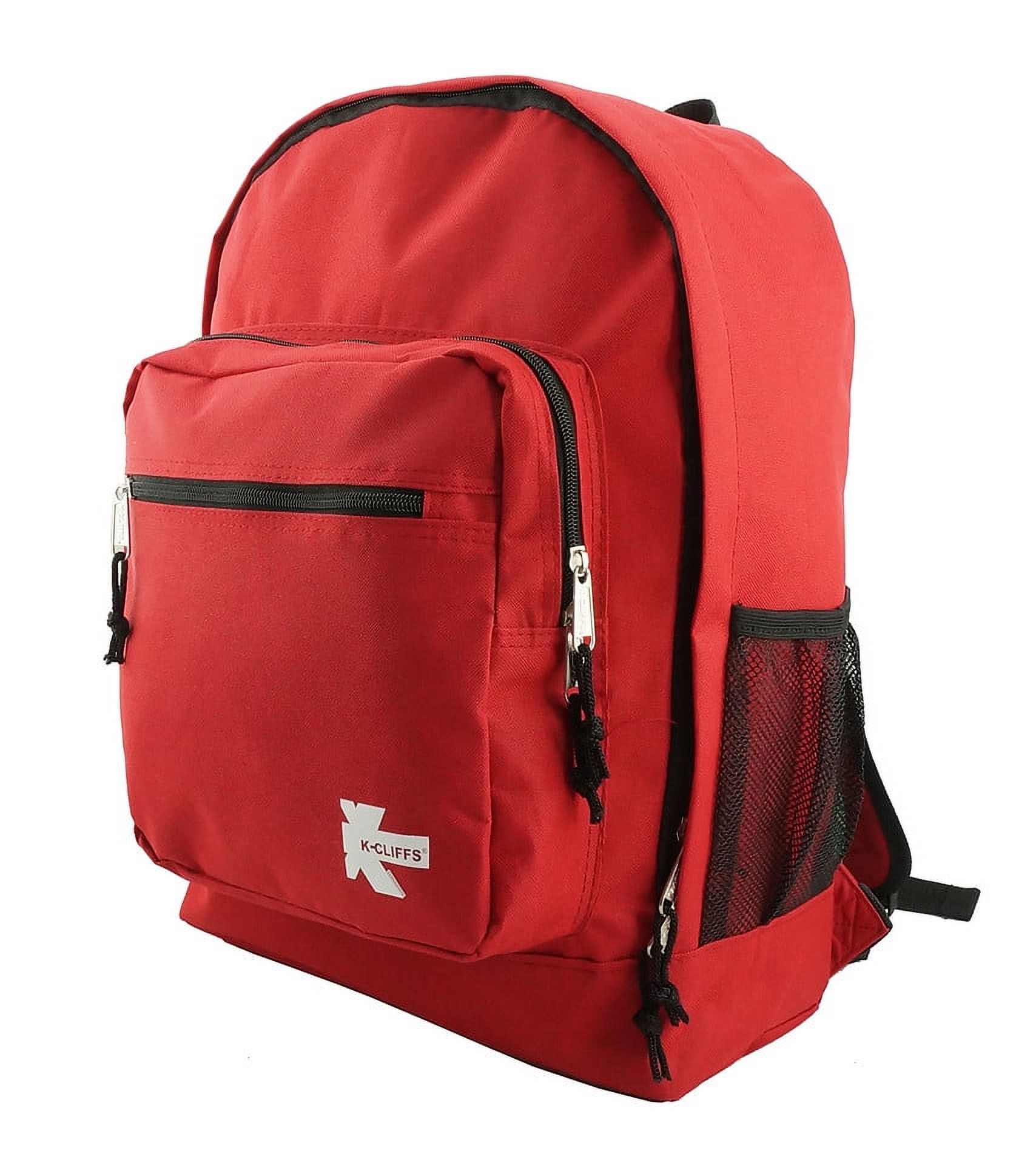 K-Cliffs Classic Large Lightweight Durable 17.5" School Backpack Case 24 Pieces Red, Unisex, Polyester