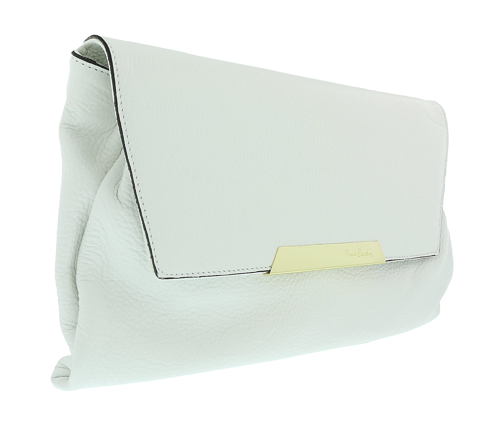 Pierre Cardin White Leather Small Slouchy Fashion Clutch for womens