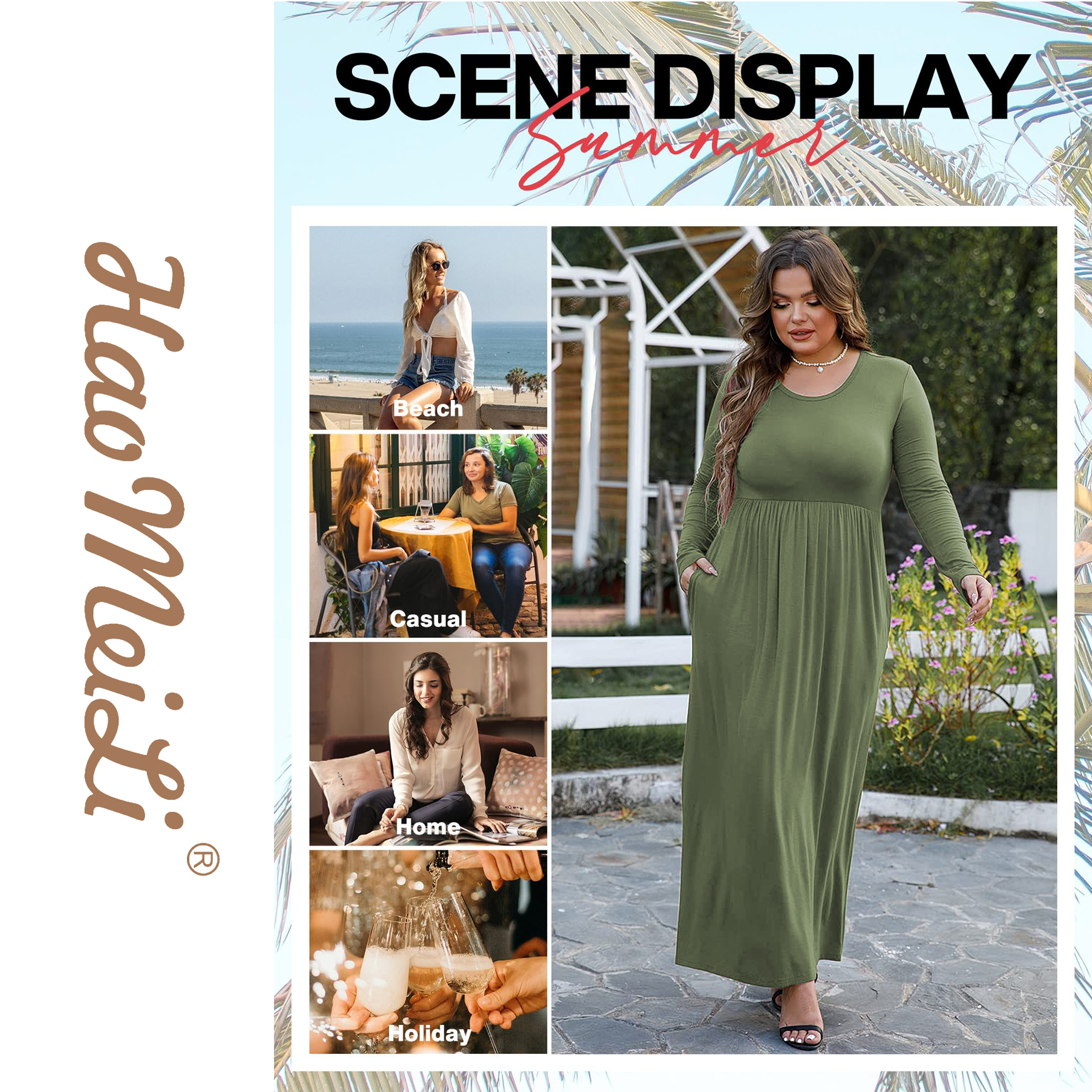 HAOMEILI Women's Long Sleeve Maxi Dress with Pockets photo 5