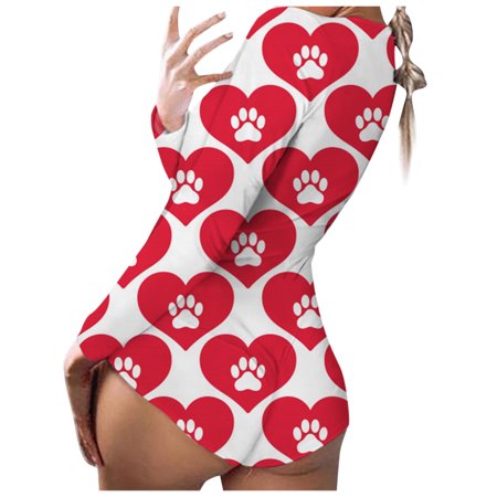

Yinguo Women Print Long Sleeve Nightwear Jumpsuit Bodysuit Playsuit Romper
