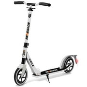 Hurtle Fitness HURTSWH Lightweight and Foldable Kick Scooter - Adjustable Scooter for Teens and Adult, Alloy Deck with High Impact Wheels (White)