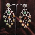 thumbnail image 3 of Natural Emerald Opal,Diamond Gemstone 925 Sterling Silver Earrings, 3 of 3