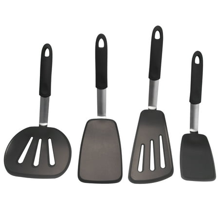 

4-Piece Silicone Turner Spatula Set Spatula Silicone Heat Resistant Extra and Wide Spatulas for Cooking Eggs Pancakes and Fish in Nonstick Pans