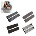 thumbnail image 2 of Nvzi 4 pares de guantes largos de invierno sin dedos, de punto, calentadores de brazos, guantes hasta el codo(negro, gris oscuro, rayas blancas y negras, rayas negras y grises), 2 of 4