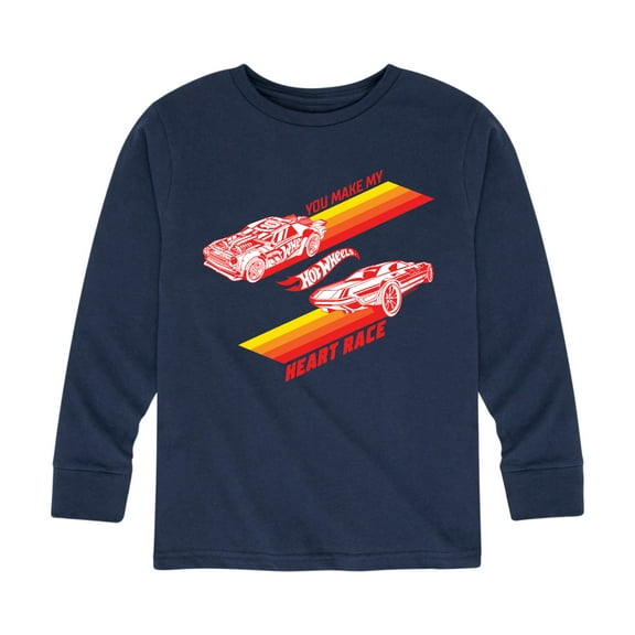 Hot Wheels - Valentine's You Make My Heart Race - Toddler And Youth Long Sleeve Graphic T-Shirt