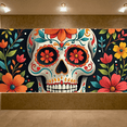 thumbnail image 6 of Vibrant Colorful Sugar Skull Design Banner for Day of the Dead Celebrations Background Backdrop Party Decorations Fiesta Photo Booth Props Event Decor, 6 of 7