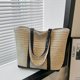 thumbnail image 4 of Bolso de hombro de paja FLhrweasw tejido femenino gran capacidad lentejuelas Color contrastante, 4 of 9