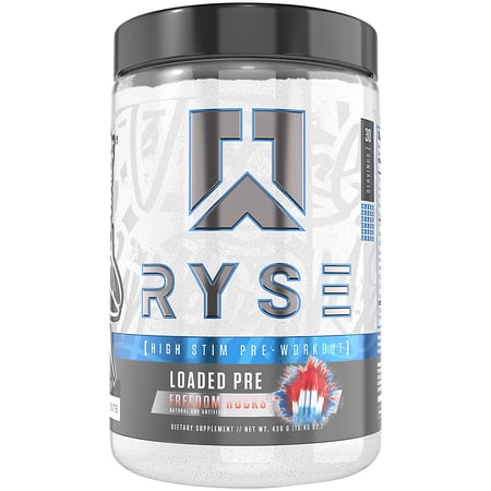 Ryse Up Supplements Core Series Loaded Pre-Workout Powder | Fuel Your Greatness  Pump  Energy Strength | Freedom Rocks  438 Gram (Pack of 1)