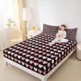 thumbnail image 4 of Homewish Chic Love Heart Bed Sheets for Kids, Black Pink King Sheets, Fashion Cartoon Style Sheet Set, Lightweight Room Decor, 4pcs, 4 of 7