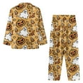 thumbnail image 4 of Renewold Pumpkins Ghosts Pj Set for Women Halloween Button Pajamas Elastic Scoop Neck Nightgown Tracksuit Personalized 2 Pack Long Sleeve Sleepwear Thermal Indoor Nightwear Size 4XL, 4 of 6
