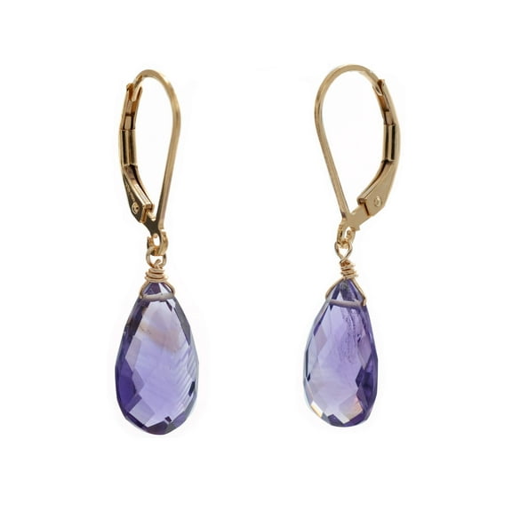 LTC Designs 14k Gold-filled Leverback Earrings made with Faceted Amethyst Teardrops