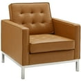 thumbnail image 5 of Modway Loft 3 Piece Tufted Upholstered Faux Leather Set in Silver Tan, 5 of 6