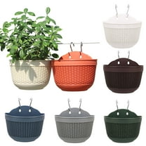 Wall and Railing Plastic Pots, Hanging Planters with S Hooks, Indoor and Outdoor Half Round Plant Holders for Fence, Balcony or Rails, Display Herb Gardens, Flowers or Plants