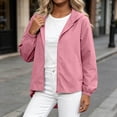 thumbnail image 2 of hlysgo Women's Hooded Zip Up Short Jacket Long Sleeve Elastic Cuff Casual Coat Lightweight Outerwear Fall Vacation with Pocket Pink,S, 2 of 5