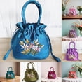thumbnail image 3 of Ethnic Style Flower Handmade Embroidery Canvas Tote Bag Satin Handbag Stora U9M8, 3 of 8