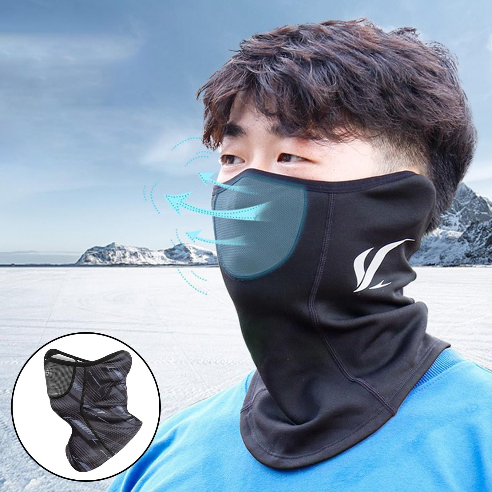 Winter Cycling Half Balaclava Face Mask Ear Protection Nose Breathable Windproof Mask Neck Tube With Earloop Ventilating Bandana for Motorcycling Skiing Snowboarding Unisex 