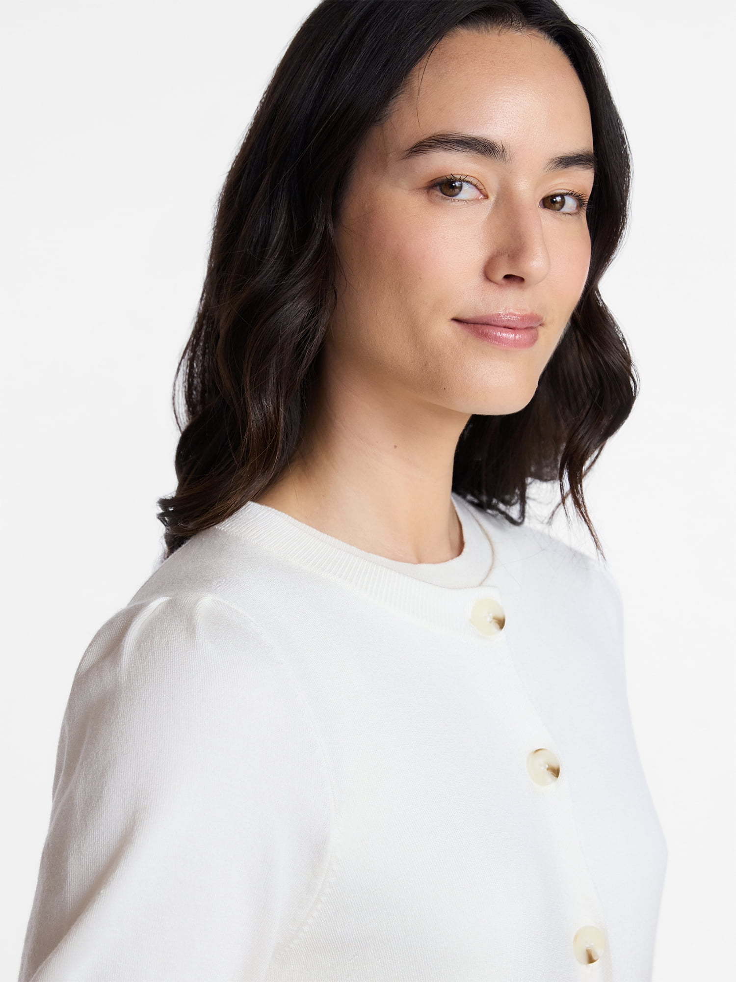 Time and Tru Woman's Crew Cardigan with Short Sleeves, Sizes XS-XXXL