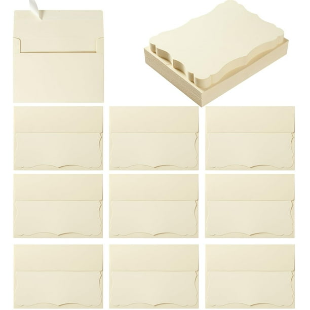 Paquete de 100 sobres color crema de 11 x 16 cm con tarjetas de 10 x 15 cm, color crema