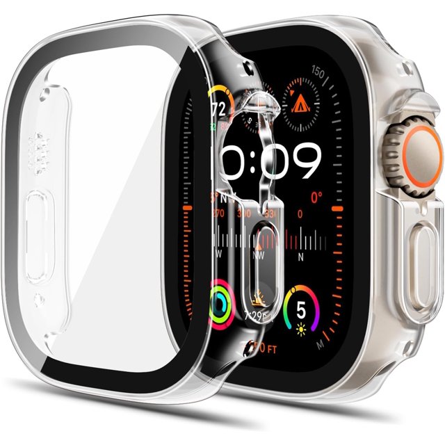 TAURI Paquete de 2 Estuches Rígidos Compatibles con Apple Watch Series 3/2/1 42mm Protector de Pantalla de Vidrio Templado 9H Incorporado Parachoques Delgado Cubierta Protectora Completa Sensible al T