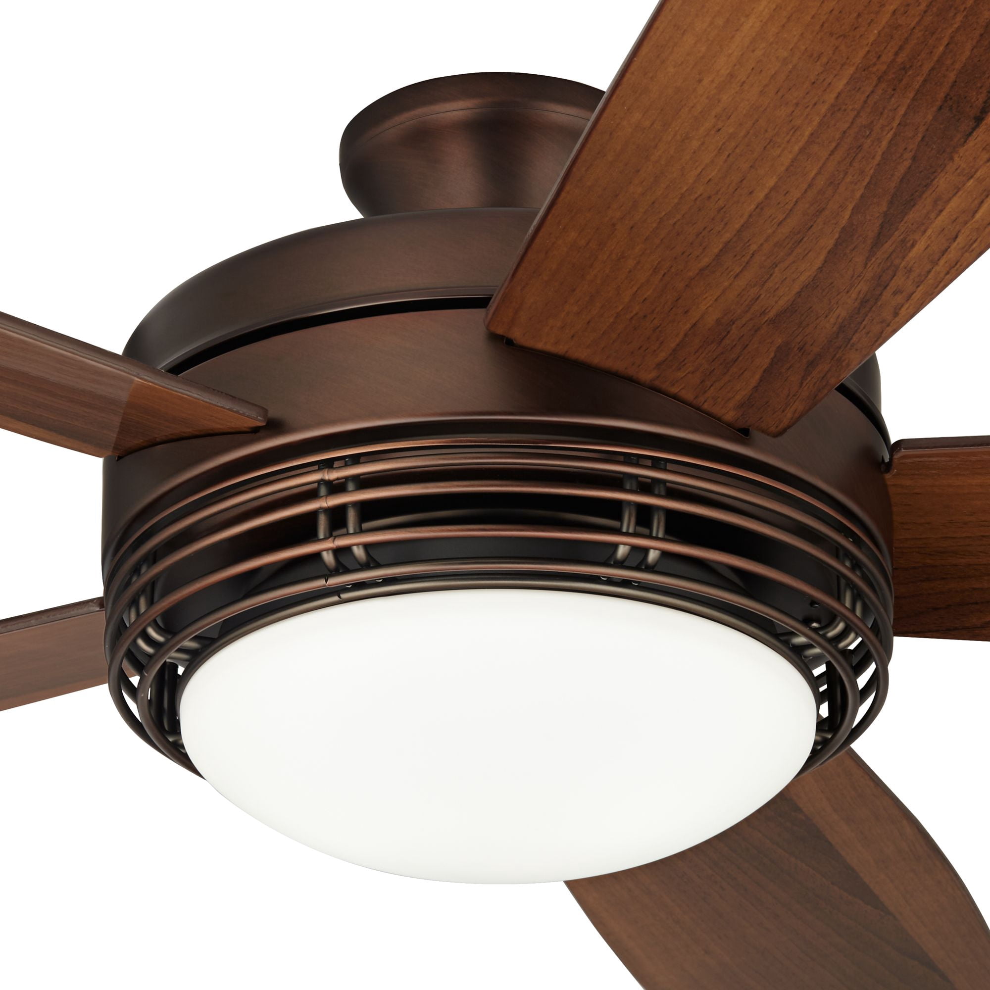 60" Casa Vieja Province Modern Indoor Outdoor Ceiling Fan with Light LED Remote Oil Brushed Bronze Dark Walnut Opal Glass Damp Rated for Patio House
