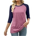 thumbnail image 5 of Dxzfnsa 3/4 Length Sleeve Womens Tops Women's Long Sleeve T Shirts, Casual V Neck Tunic Tops Basic Loose Solid Tees Irregular Hem Blouses Outfit 2025 S-5XL, 5 of 5