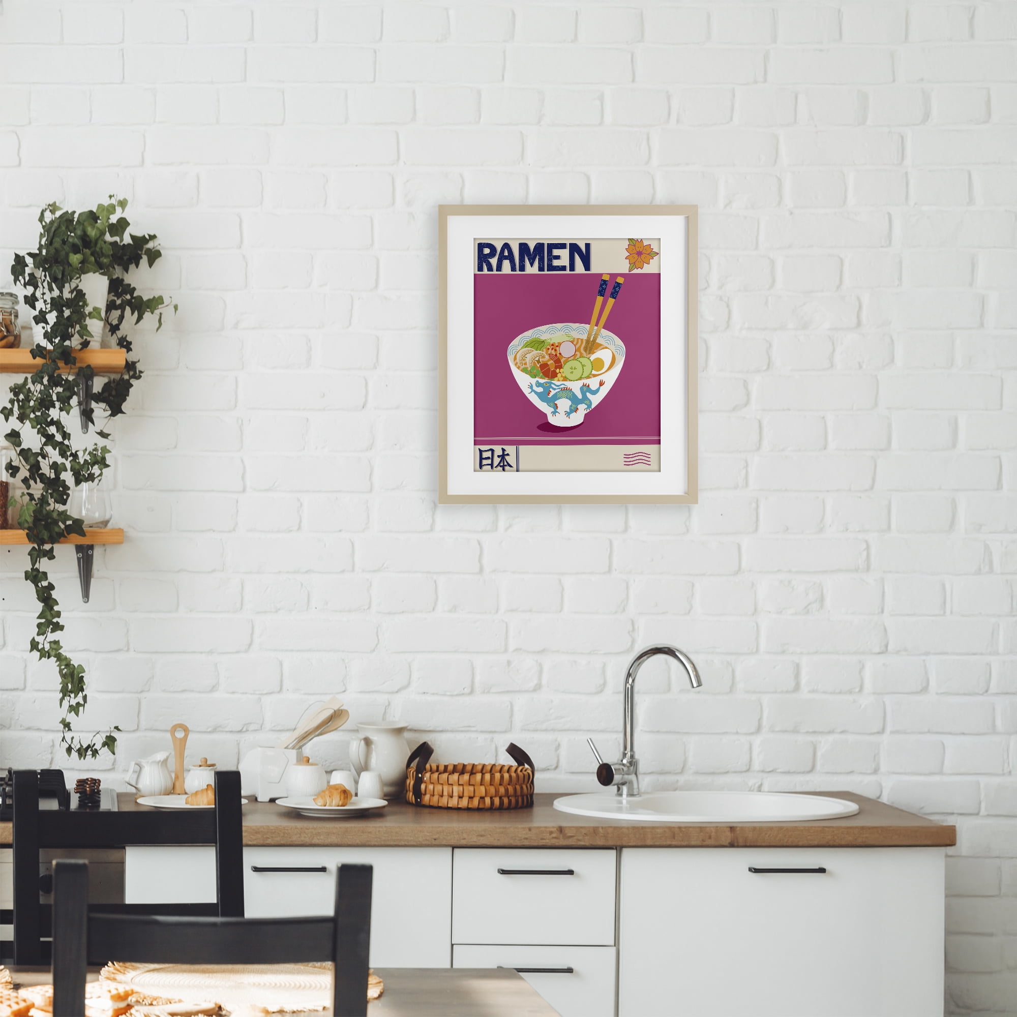 Stupell Industries Enchanted Japanese Ramen Birch Framed Print Under Glass, design by Jo Reid