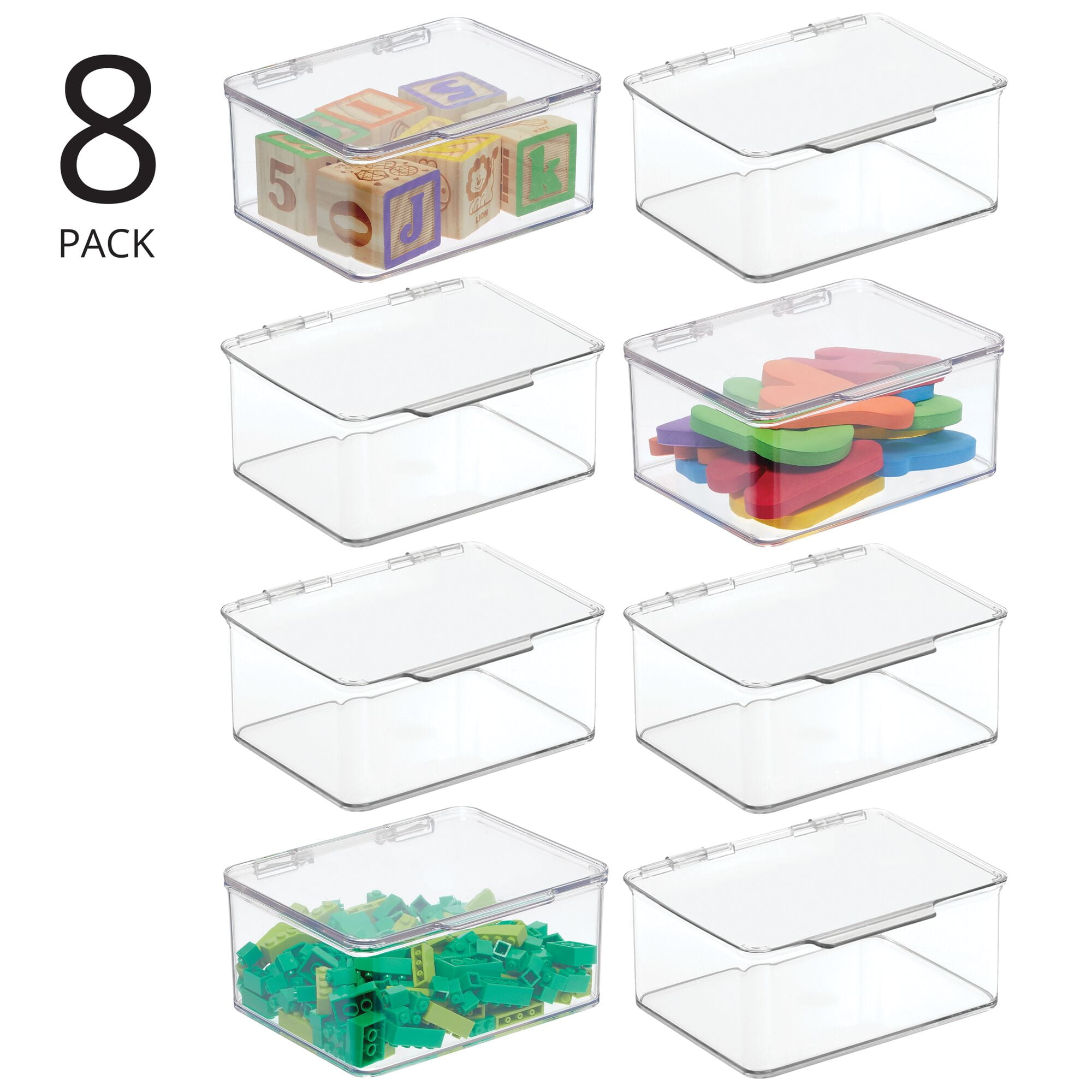 Goodma 8 Pieces Frosted Rectangular Plastic Boxes Empty Storage Organizer  Containers with Hinged Lids for Small Items and Other Craft Projects (4.5 x