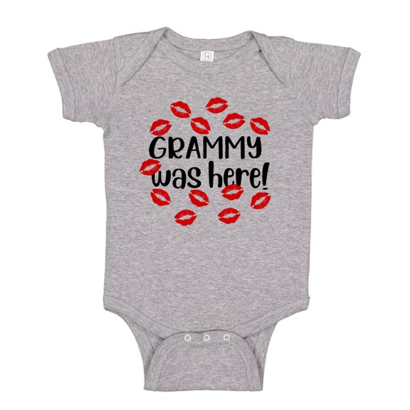 Grammy Was Here Baby Bodysuit One Piece NB Athletic Heather